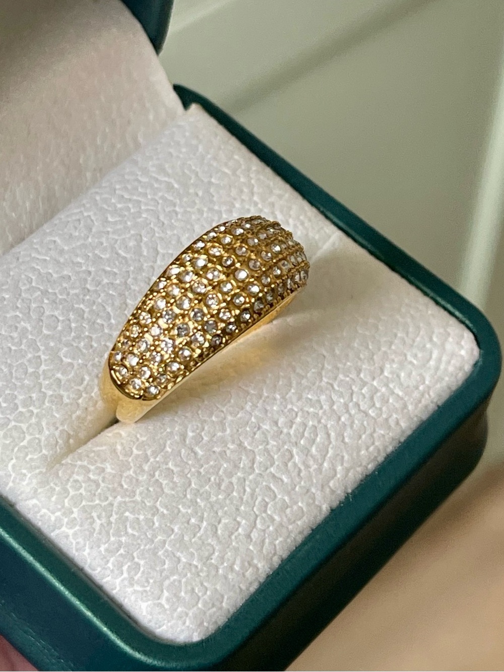18K Gold Plated Pave CZ Dome Ring